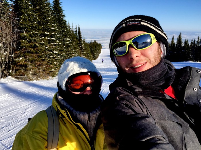 Selfie sur les pistes de ski.