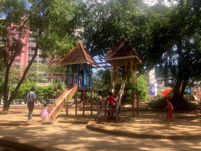 L'aire de jeu (une partie seulement) du Kandawgyi Park